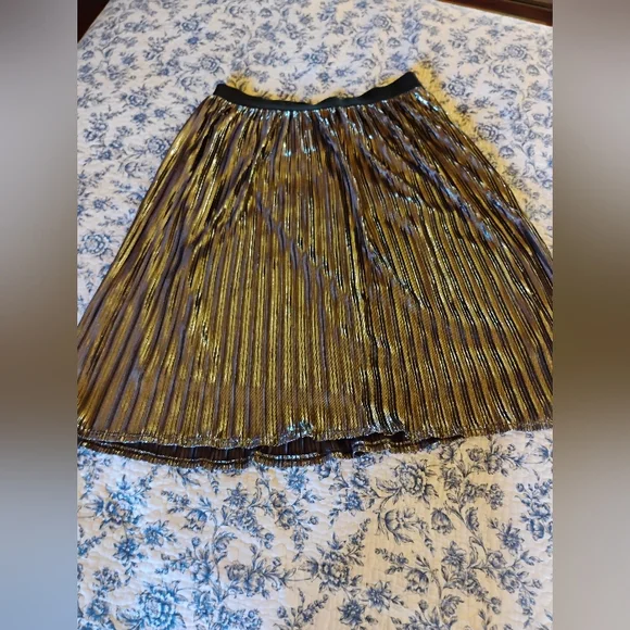 Elegant Gold Pleated Skirt By Torrid - Picture 1 of 5